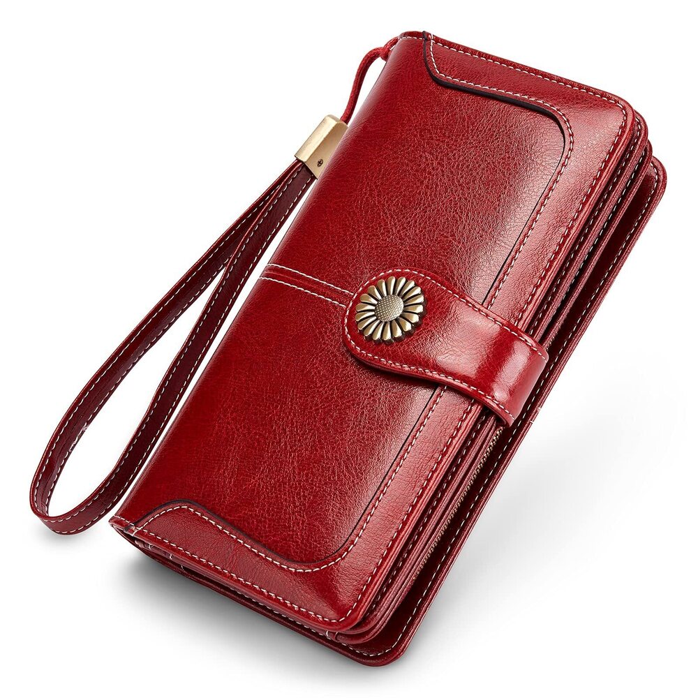8691 USUIE Wallet Leather RFID Blocking Large Capacity Trifold Phone Purse